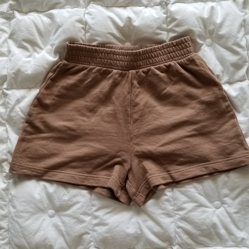 NWOT ZARA plush shorts, brown S